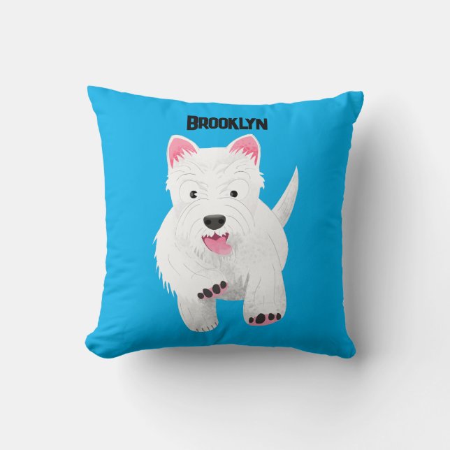 Coussin Caricature blanche de terrier de l'ouest (Recto)