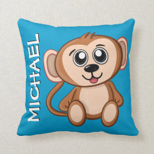 Coussin Caricature bleue de la jungle des singes cuites No