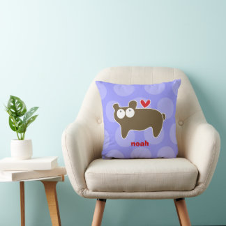 Coussin Caricature Brown Ours Amour Dots amusants Enfants 