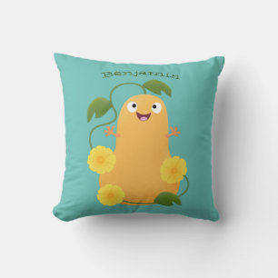 Coussin Caricature citrouille gourde en beuret joyeux