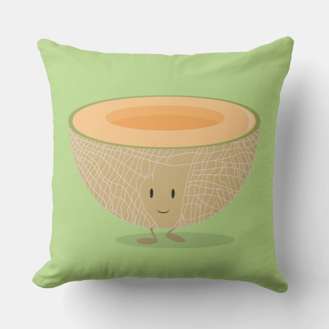 Coussin Caricature culinaire de Cute Cantaloupe (Recto)