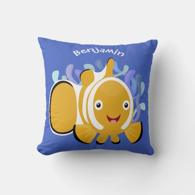 Coussin Caricature d'anénome de poisson clown joli (Recto)