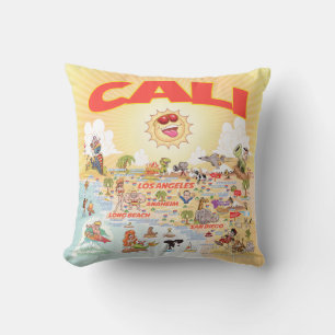 Coussin Caricature de Cali en Californie du Sud