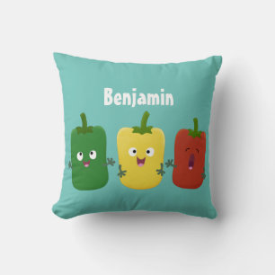 Coussin Caricature de chant trio capsicum poivre clair