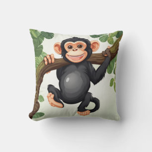Coussin Caricature de chimpanzé fou mignon