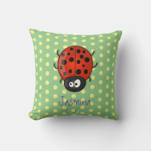 Coussin Caricature de coccinelle rouge joyeux