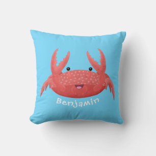 Coussin Caricature de crabe rouge cuite