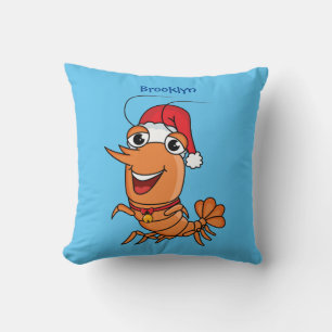 Coussin Caricature de crevettes de Noël joyeux