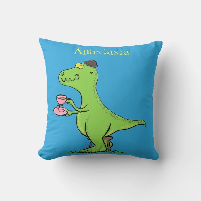 Coussin Caricature de dinosaure vert t rex (Recto)