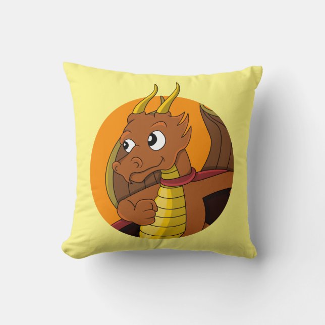 Coussin Caricature de dragon orange (Recto)