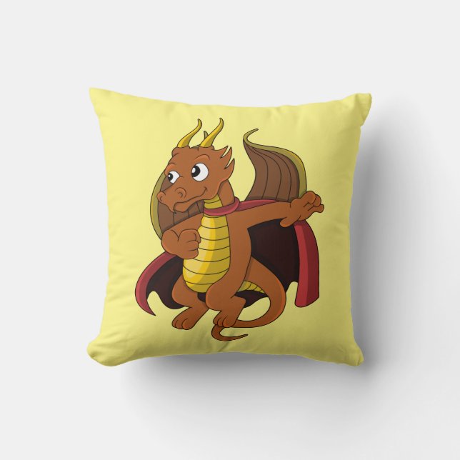 Coussin Caricature de dragon orange (Recto)