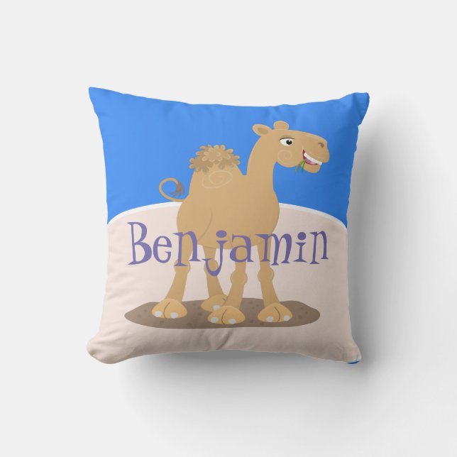 Coussin Caricature de dromadaire joyeux et souriant (Recto)