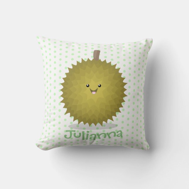 Coussin Caricature de durian joyeux (Recto)