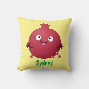 Coussin Caricature de fruits à la grenade joyeux