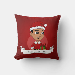 Coussin Caricature de garçon de Noël hispanique