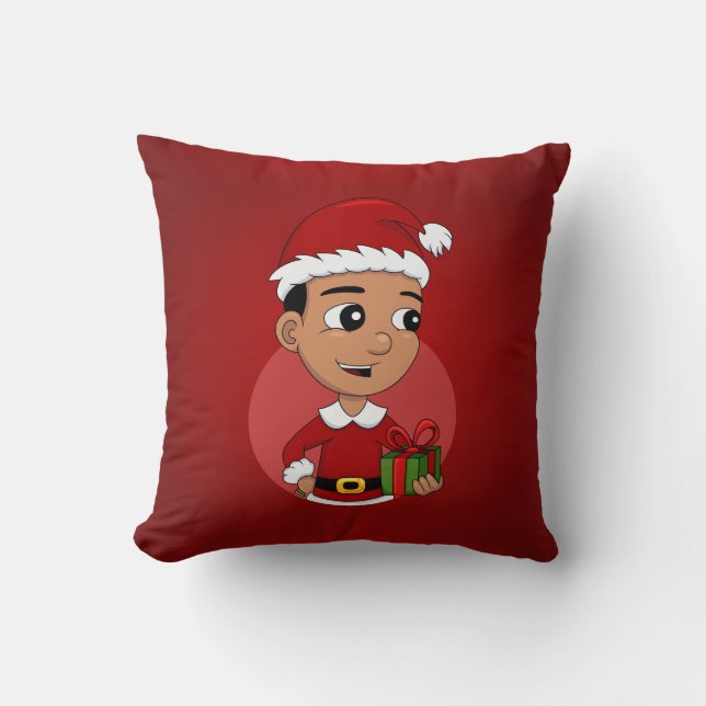 Coussin Caricature de garçon de Noël hispanique (Recto)