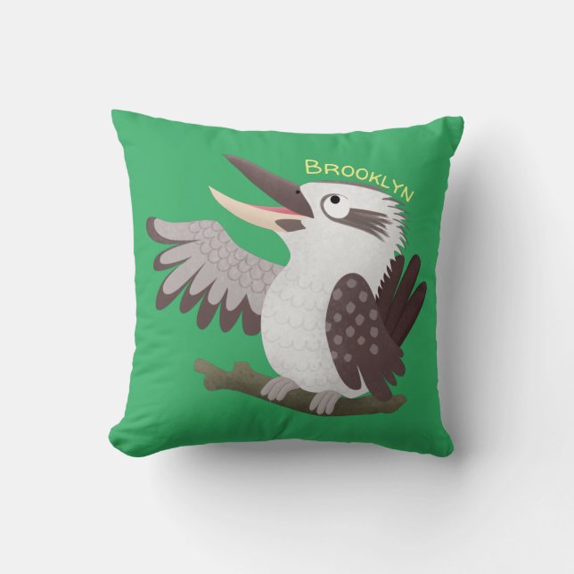 Coussin Caricature de kookaburra drôle et drôle (Recto)