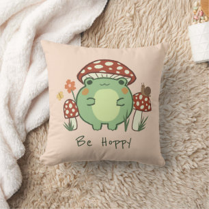 Coussin Caricature de la Grenouille mignonne et des champi