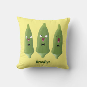 Coussin Caricature de légumes de l'okra chantante mignonne
