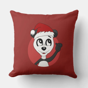 Coussin Caricature de Noël avec mignon ours en panda jetez