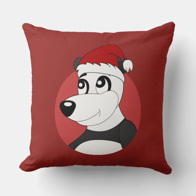 Coussin Caricature de Noël avec mignon ours en panda jetez (Recto)