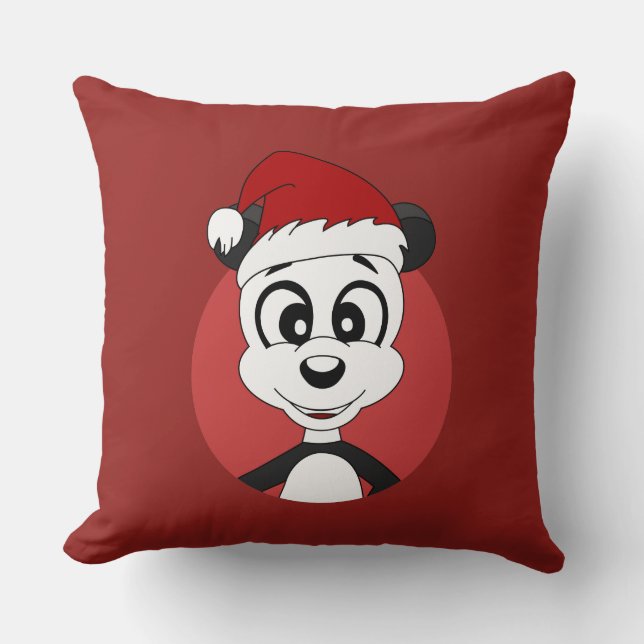 Coussin Caricature de Noël avec mignon ours en panda jetez (Recto)