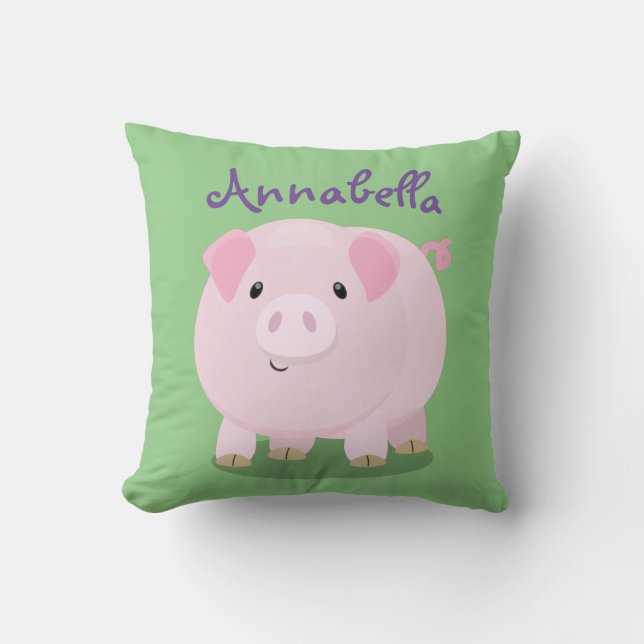 Coussin Caricature de porc mignon rose pot vendue (Recto)