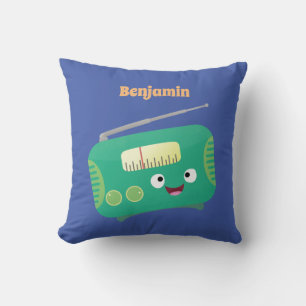 Coussin Caricature de radio rétro amusante
