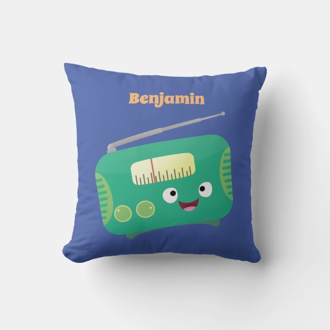 Coussin Caricature de radio rétro amusante (Recto)