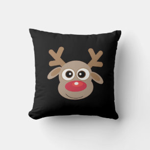 Coussin Caricature de Reindeer Noël noir