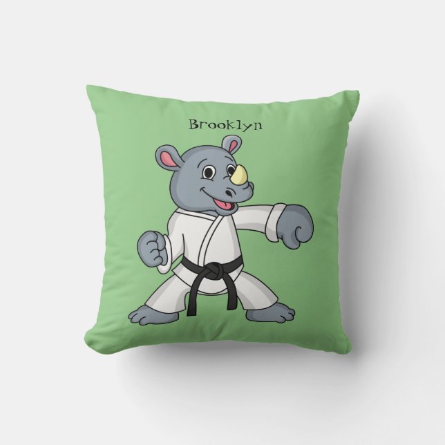 Coussin Caricature de rhino kung fu (Recto)