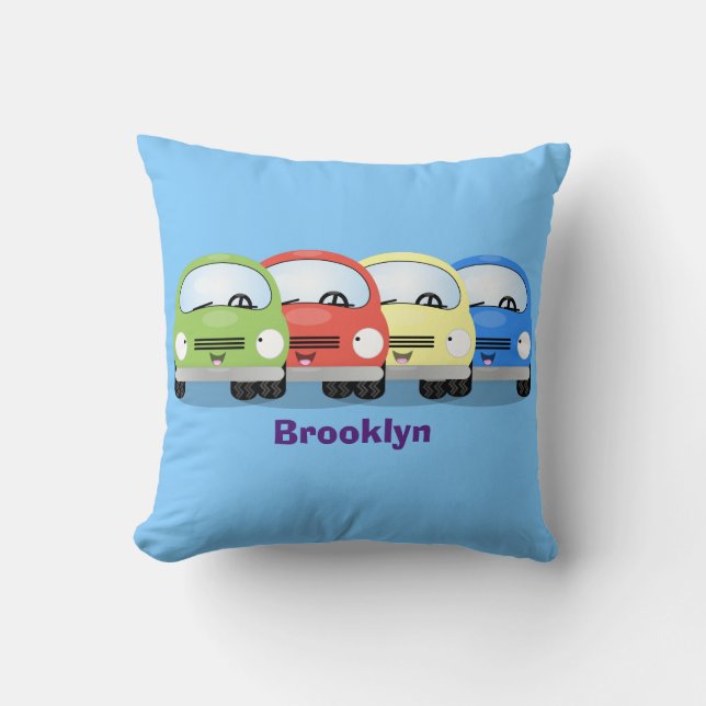 Coussin Caricature de voitures Cute kawaii (Recto)