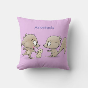 Coussin Caricature d'écureuils marrants
