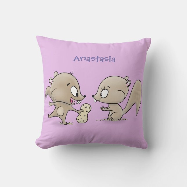 Coussin Caricature d'écureuils marrants (Recto)