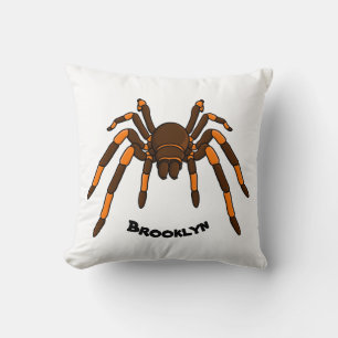 Coussin Caricature déplaisante de tarantule brun et orange