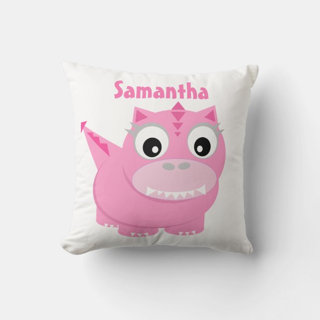 Coussin Caricature Dinosaure Cute Enfants Rose Nom Jeu Ore (Recto)