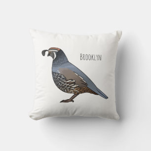 Coussin Caricature d'oiseau de caille de Californie