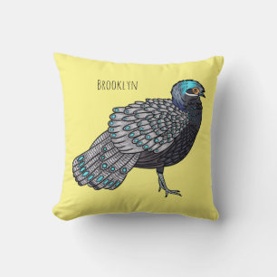 Coussin Caricature d'oiseau de faisan paon de Bornéo