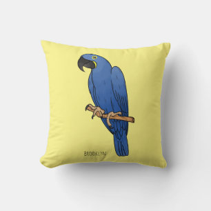 Coussin Caricature d'oiseau macaw Hyacinth