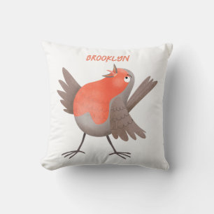 Coussin Caricature d'oiseau rouge chantant mignon