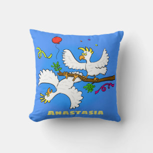 Coussin Caricature d'oiseaux de cockatoo amusante