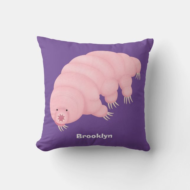 Coussin Caricature d'ours d'eau tardigrade rose mignon (Recto)