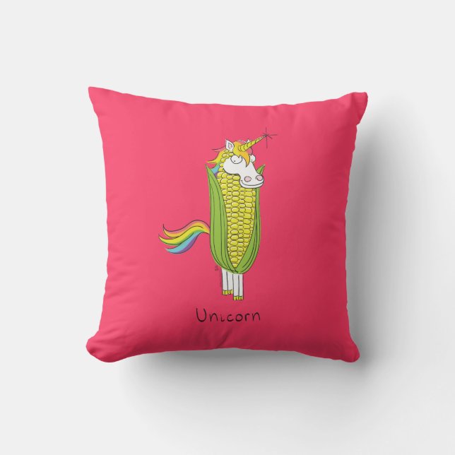Coussin Caricature drôle Unicorn mignon pour enfants (Recto)
