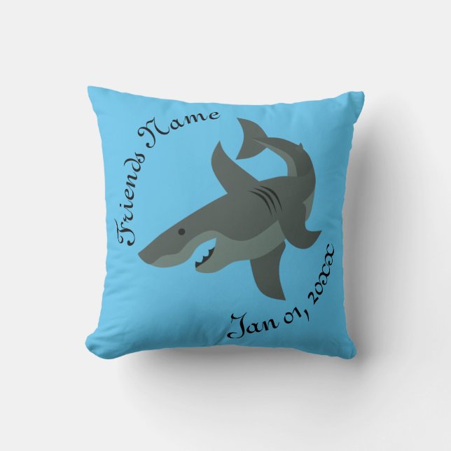 Coussin Caricature d'un grand requin blanc effrayant Class (Recto)