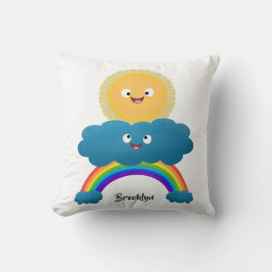 Coussin Caricature en arc-en-ciel du joyeux nuage de solei