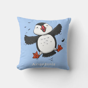 Coussin Caricature en bleu bouffin joyeux