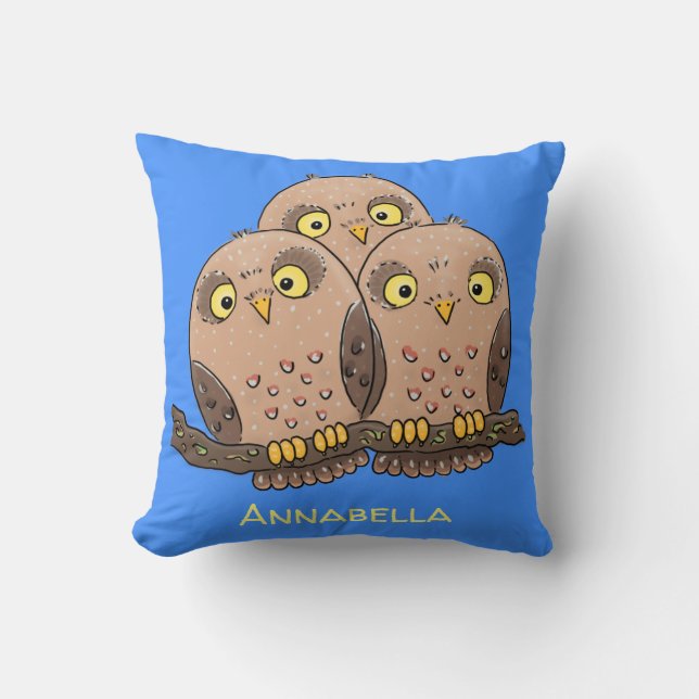 Coussin Caricature en trio de chouette (Recto)