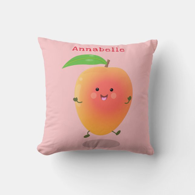 Coussin Caricature jaune mangue mignonne (Recto)