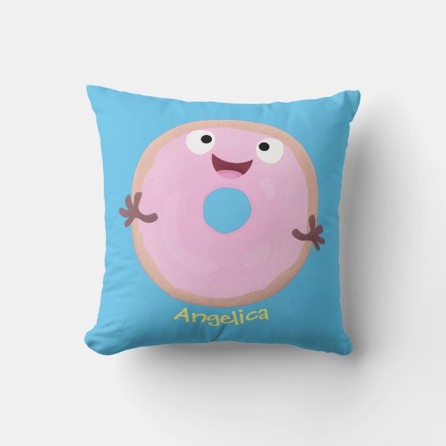 Coussin Caricature joli beignet rose vitré (Recto)