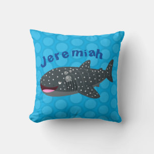 Coussin Caricature joli requin baleine joyeux